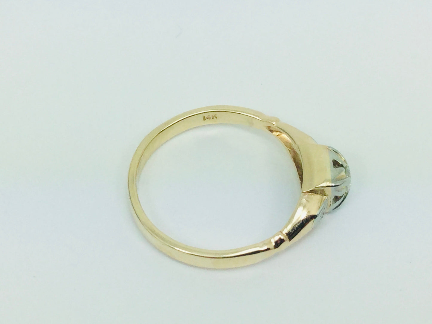 14k Yellow Gold Brilliant Cut 8pt Diamond with Accents Ring