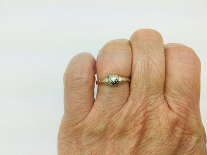 14k Yellow Gold Brilliant Cut 8pt Diamond with Accents Ring