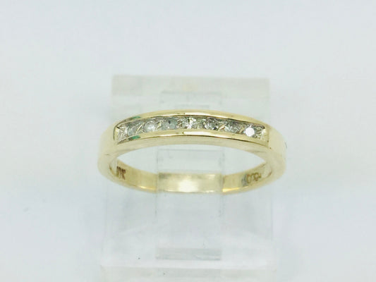 10k Yellow Gold Brilliant Cut 7pt Diamond Channel Set Ring