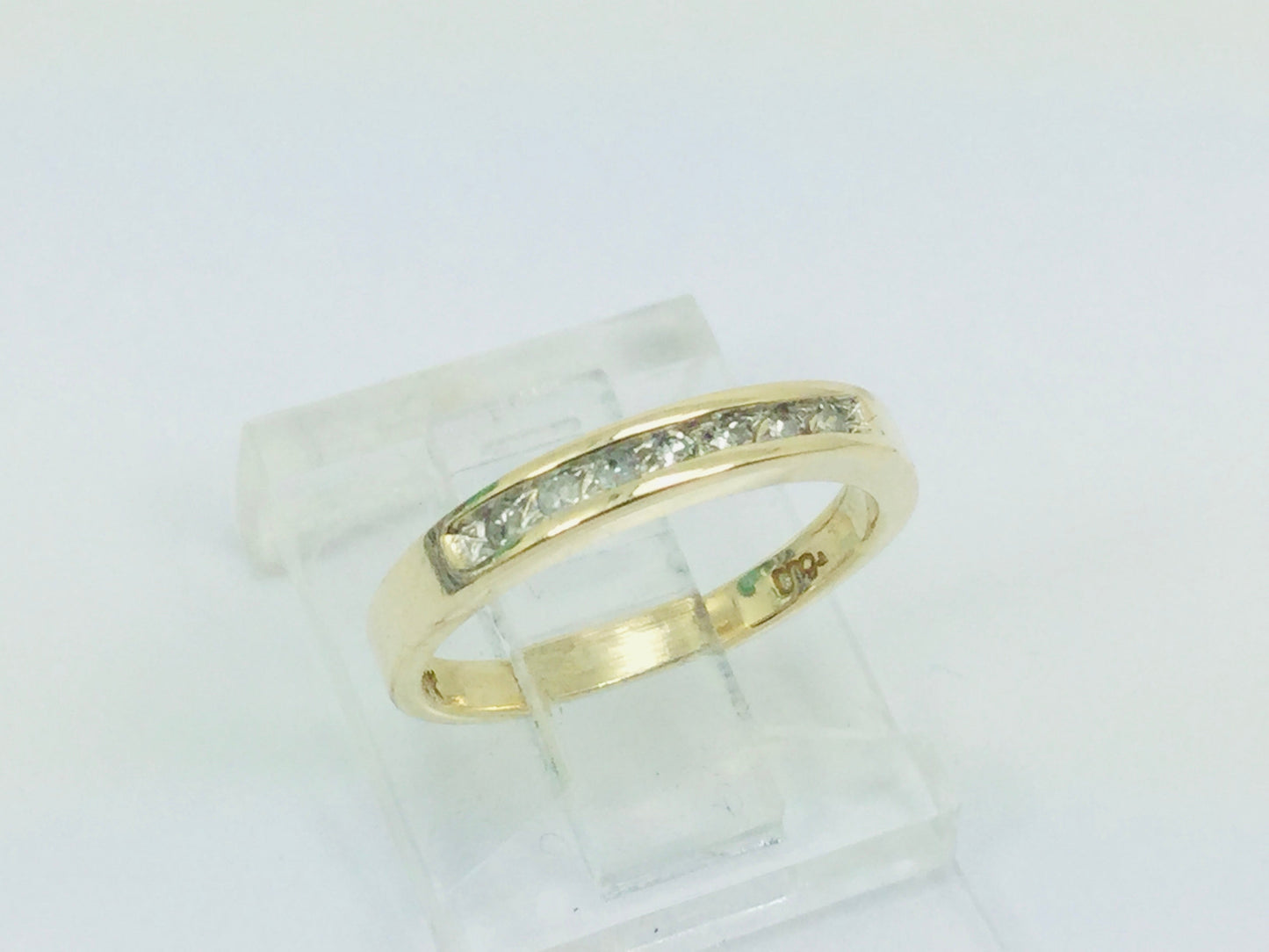 10k Yellow Gold Brilliant Cut 7pt Diamond Channel Set Ring