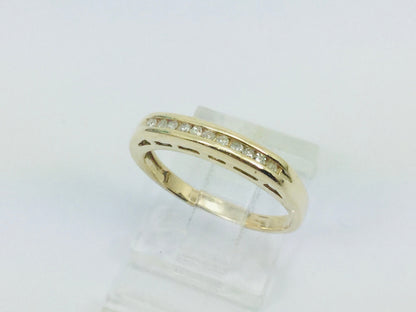 10k Yellow Gold Round Cut 0.11ct Diamond Channel Set Ring