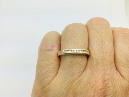 10k Yellow Gold Round Cut 0.11ct Diamond Channel Set Ring