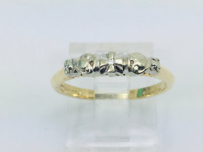 14k Yellow Gold Round Cut Diamond Heart Ring