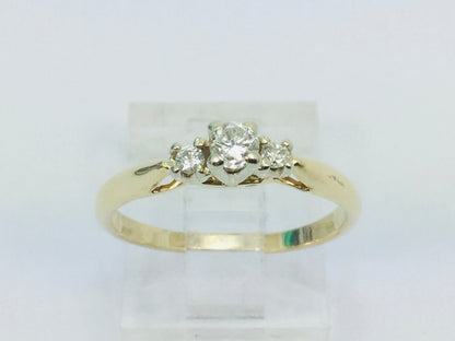 14k Yellow Gold Round Cut 20pt Trinity Three Stone Diamond Ring