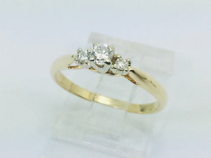 14k Yellow Gold Round Cut 20pt Trinity Three Stone Diamond Ring