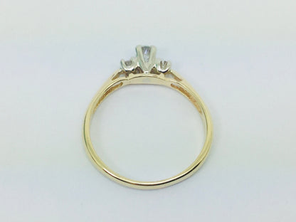 14k Yellow Gold Round Cut 20pt Trinity Three Stone Diamond Ring