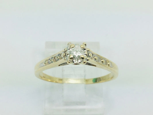 10k Yellow Gold Round Cut 10pt Diamond Solitaire Ring