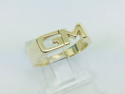 10k Yellow Gold Letter 'GM' Initial Identification Ring