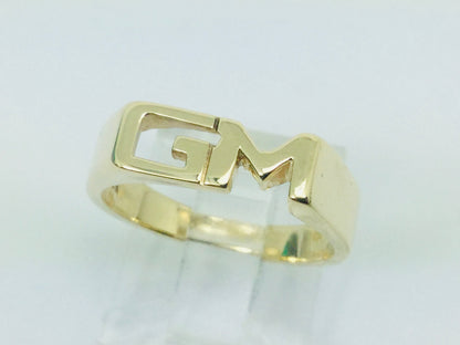 10k Yellow Gold Letter 'GM' Initial Identification Ring