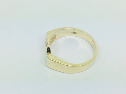 10k Yellow Gold Letter 'GM' Initial Identification Ring