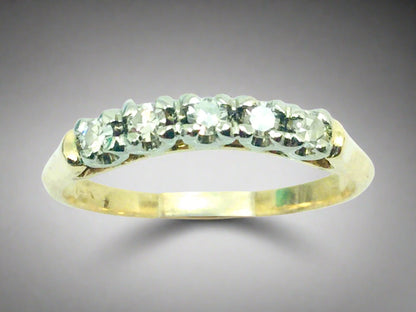 14k Yellow & White Gold Brilliant  Cut 15pt Row Set Diamond Ring