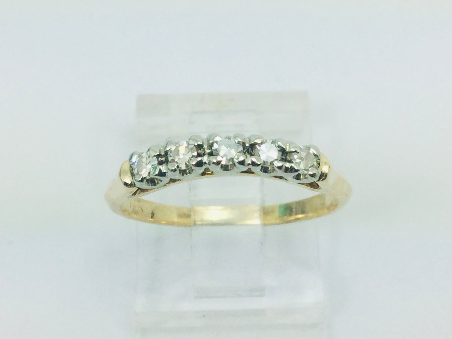 14k Yellow & White Gold Brilliant  Cut 15pt Row Set Diamond Ring