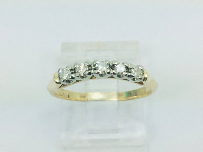 14k Yellow & White Gold Brilliant  Cut 15pt Row Set Diamond Ring