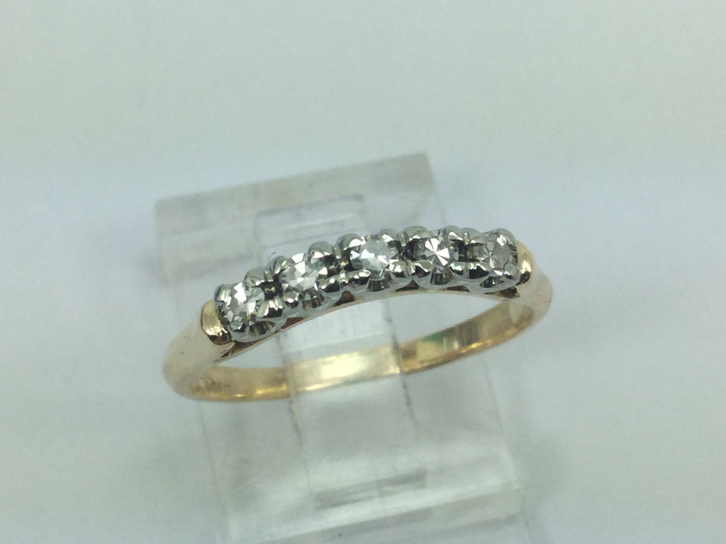 14k Yellow & White Gold Brilliant  Cut 15pt Row Set Diamond Ring