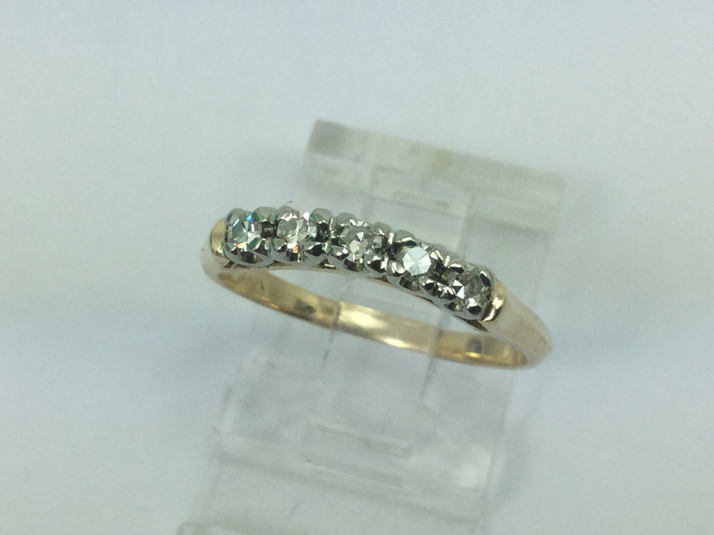 14k Yellow & White Gold Brilliant  Cut 15pt Row Set Diamond Ring
