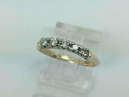 14k Yellow & White Gold Brilliant  Cut 15pt Row Set Diamond Ring