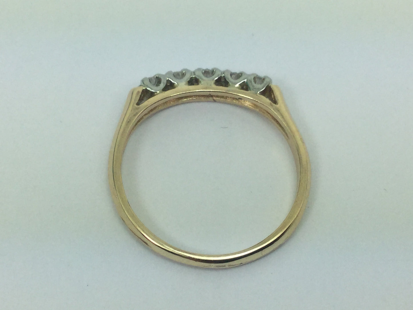 14k Yellow & White Gold Brilliant  Cut 15pt Row Set Diamond Ring