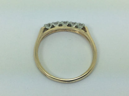 14k Yellow & White Gold Brilliant  Cut 15pt Row Set Diamond Ring