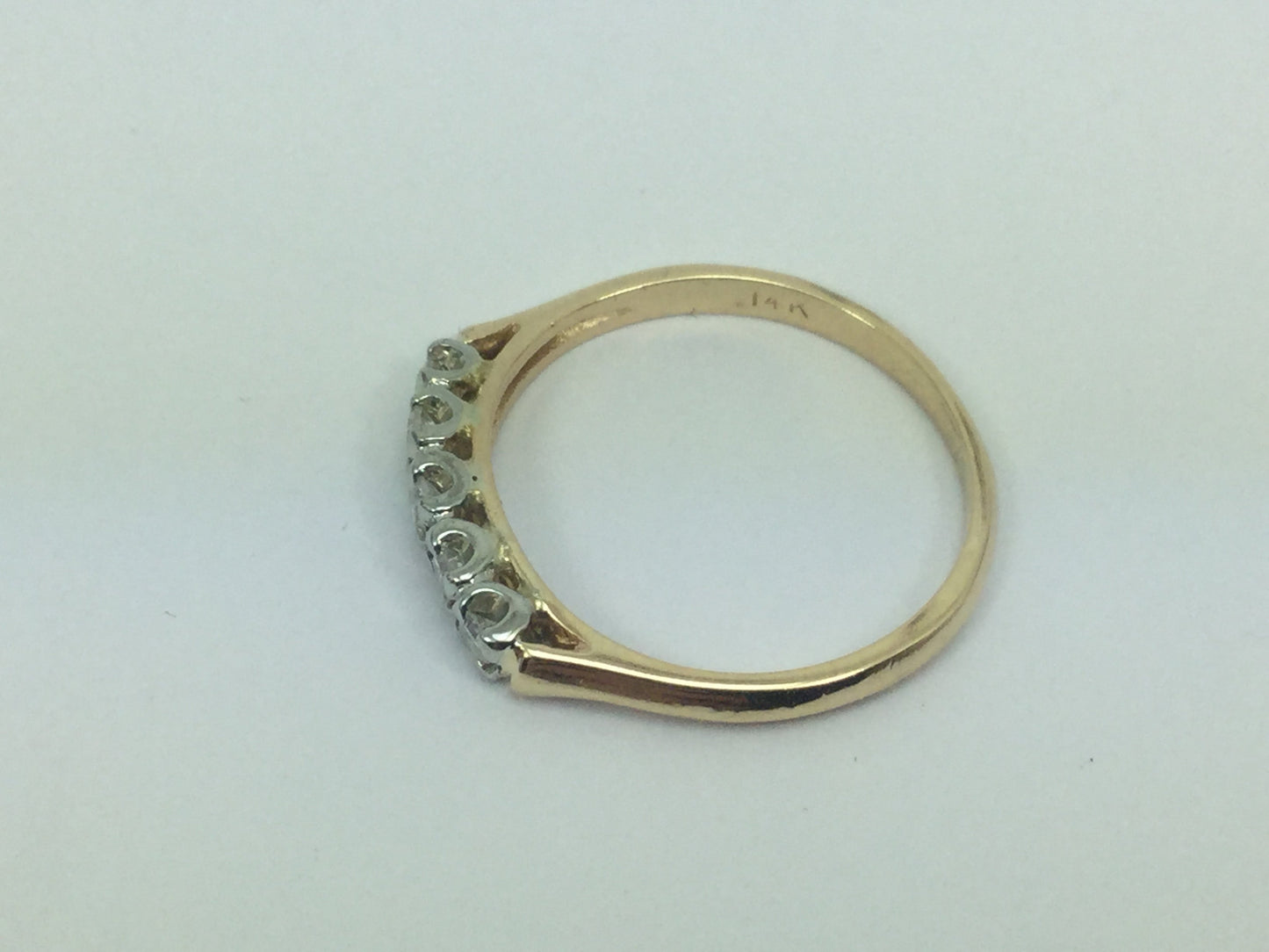 14k Yellow & White Gold Brilliant  Cut 15pt Row Set Diamond Ring