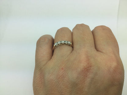 14k Yellow & White Gold Brilliant  Cut 15pt Row Set Diamond Ring
