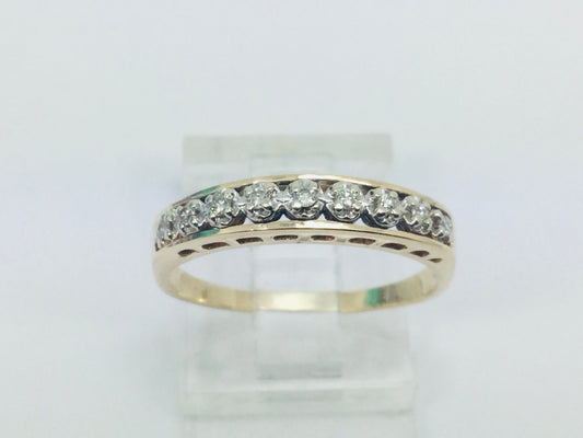 10k Yellow Gold Brilliant Cut 9pt Row Set Diamond Ring