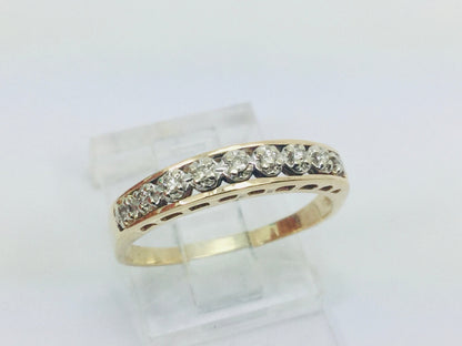 10k Yellow Gold Brilliant Cut 9pt Row Set Diamond Ring