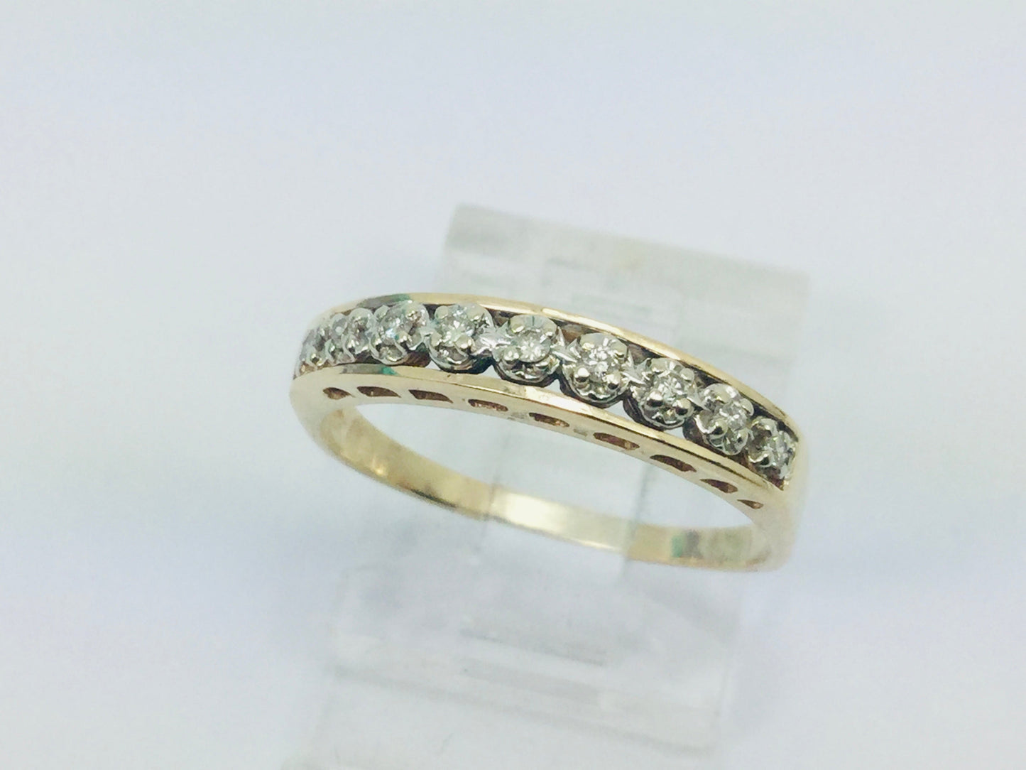 10k Yellow Gold Brilliant Cut 9pt Row Set Diamond Ring