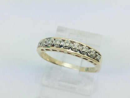 10k Yellow Gold Brilliant Cut 9pt Row Set Diamond Ring