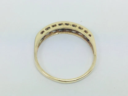 10k Yellow Gold Brilliant Cut 9pt Row Set Diamond Ring