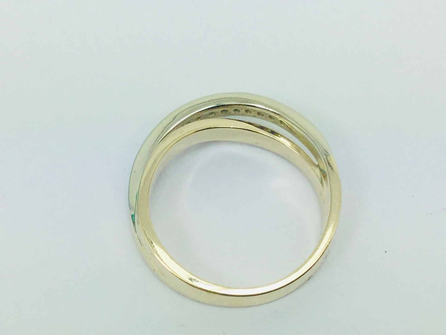10k Yellow & White Gold Round Cut 0.13ct Channel Set Diamond Ring