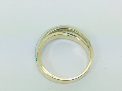10k Yellow & White Gold Round Cut 0.13ct Channel Set Diamond Ring