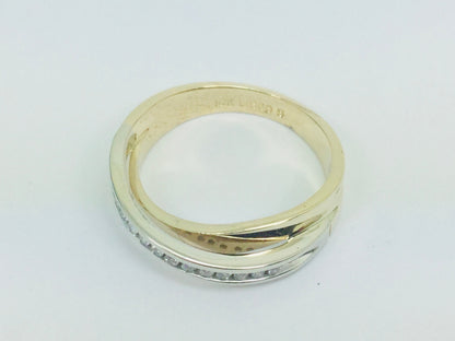 10k Yellow & White Gold Round Cut 0.13ct Channel Set Diamond Ring