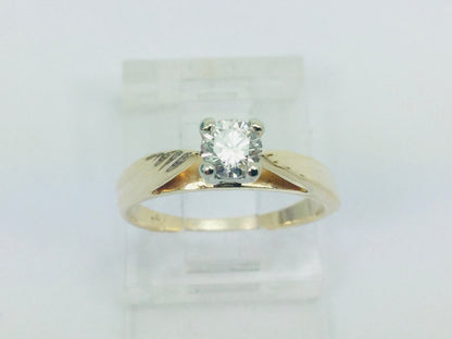 14k Yellow Gold Round Cut 1/4ct (0.25ct) Diamond Solitaire Ring