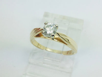 14k Yellow Gold Round Cut 1/4ct (0.25ct) Diamond Solitaire Ring