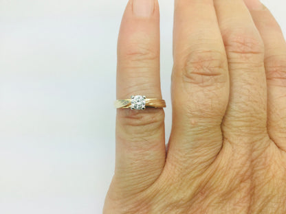 14k Yellow Gold Round Cut 1/4ct (0.25ct) Diamond Solitaire Ring