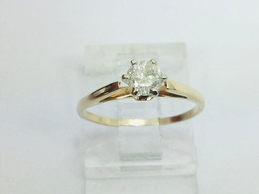 14k Yellow Gold Round Cut 30pt Diamond Solitaire Ring