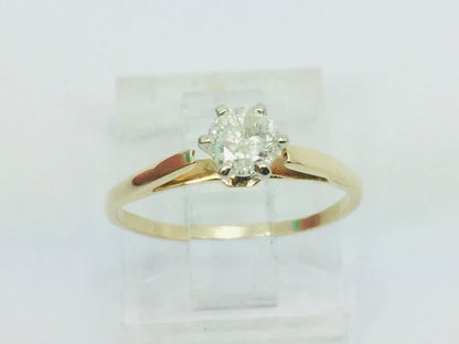 14k Yellow Gold Round Cut 30pt Diamond Solitaire Ring