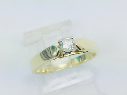 14k Yellow Gold Round Cut 0.18ct Diamond Solitaire Ring