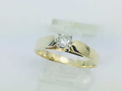 14k Yellow Gold Round Cut 0.18ct Diamond Solitaire Ring