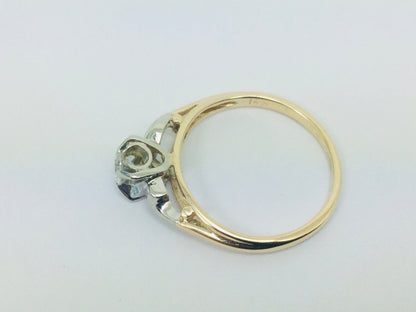 14k Yellow & White Gold Round Cut 0.15ct Diamond Solitaire Ring