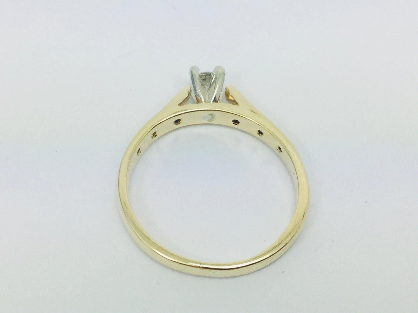 14k Yellow Gold Round Cut 0.21ct Diamond Solitaire with Accents Ring