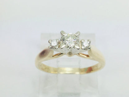14k Yellow Gold Round Cut 0.24ct Diamond Trinity Ring