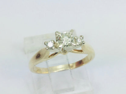 14k Yellow Gold Round Cut 0.24ct Diamond Trinity Ring