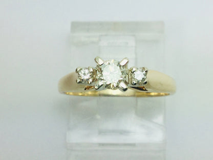 14k Yellow Gold Round Cut 0.24ct Diamond Trinity Ring