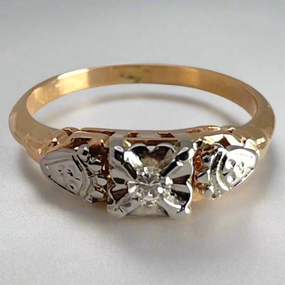 14k-18k Yellow & White Gold Round Cut 0.06ct Diamond Solitaire Ring