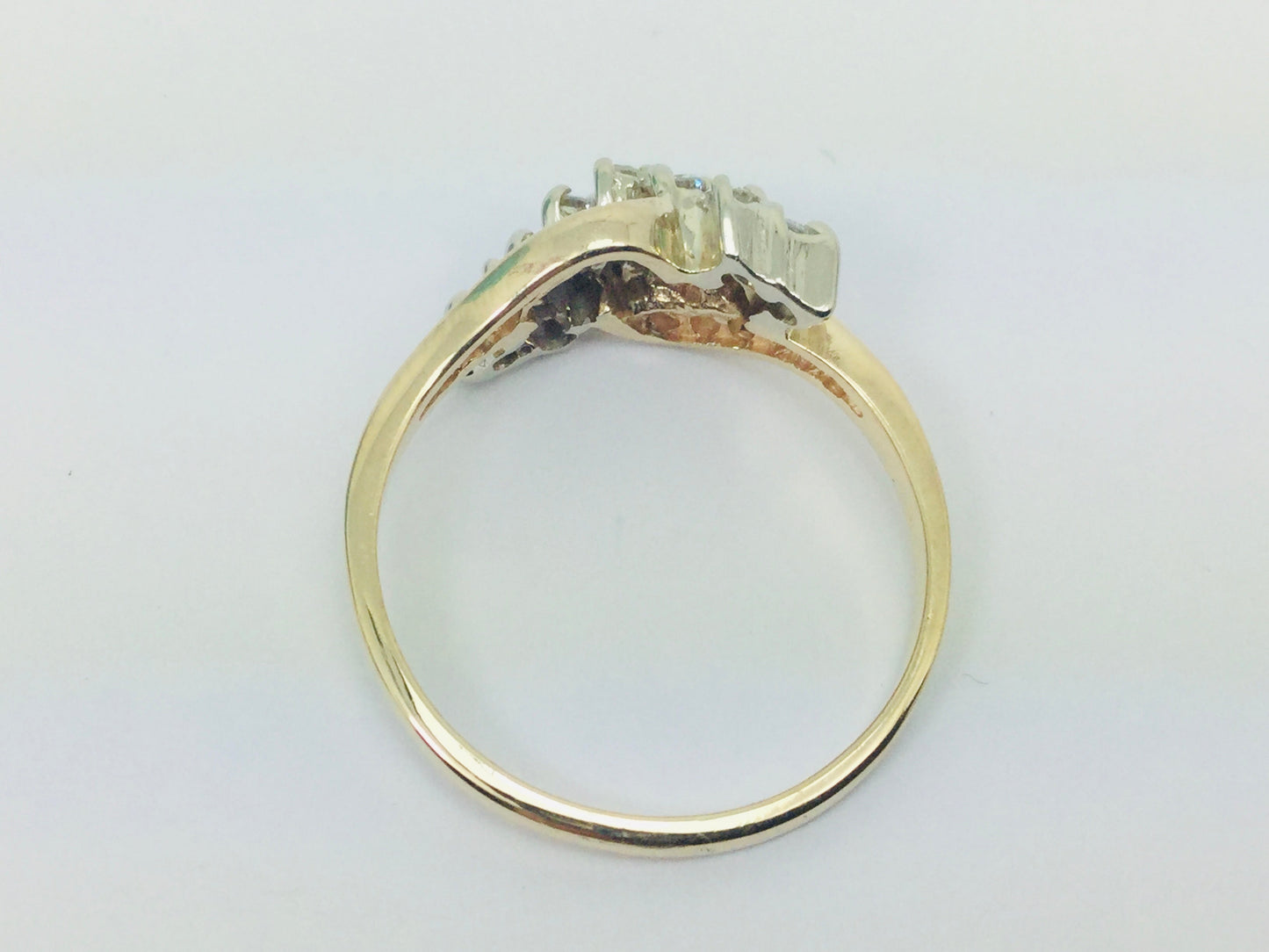 14k Yellow & White Gold Round Cut 0.54ct Diamond Cluster Ring