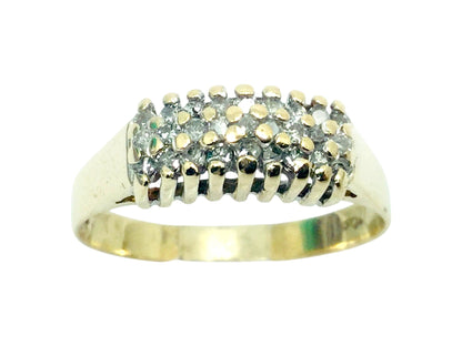 10k Yellow Gold Round Cut 27pt Diamond Cluster Row Set Ring