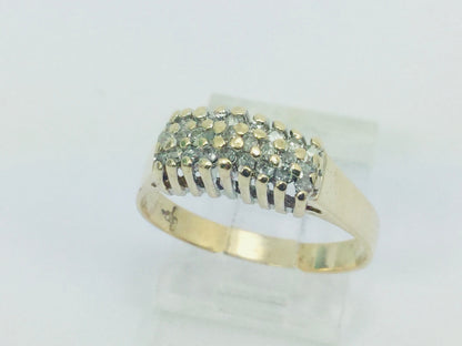 10k Yellow Gold Round Cut 27pt Diamond Cluster Row Set Ring