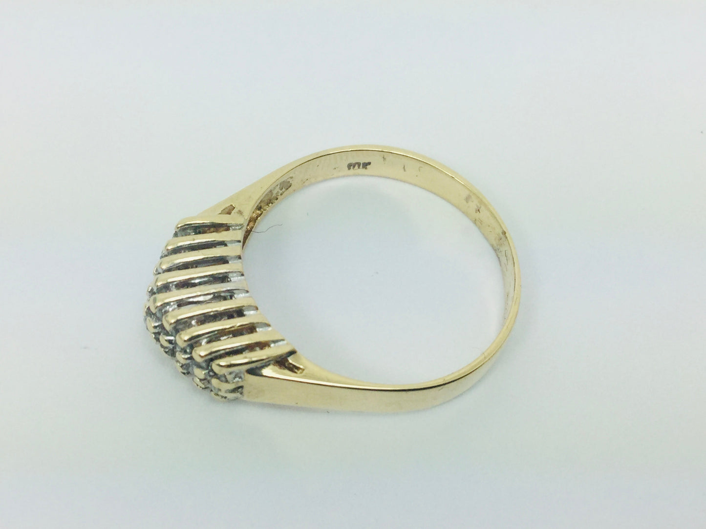 10k Yellow Gold Round Cut 27pt Diamond Cluster Row Set Ring