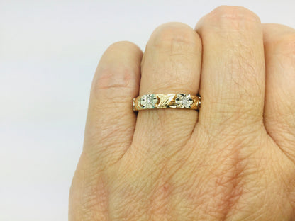 14k Yellow Gold Orange Blossom 15pt Diamond Flower Band Ring